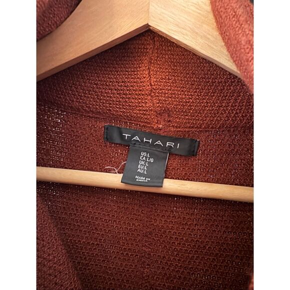 Tahari Burnt Orange Wrap Cardigan Sweater Size Large - Picture 3 of 6